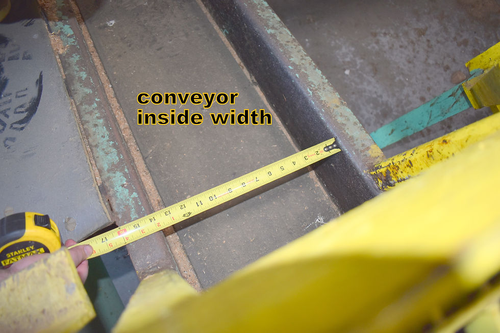 Thumbnail: 22ft long flat belt trough conveyer, 13” wide belt conveyor Several gear boxes a