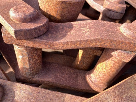 Thumbnail: 150 ft+- used 132 Can- Am chain 132 with flites 4 feet O.C.