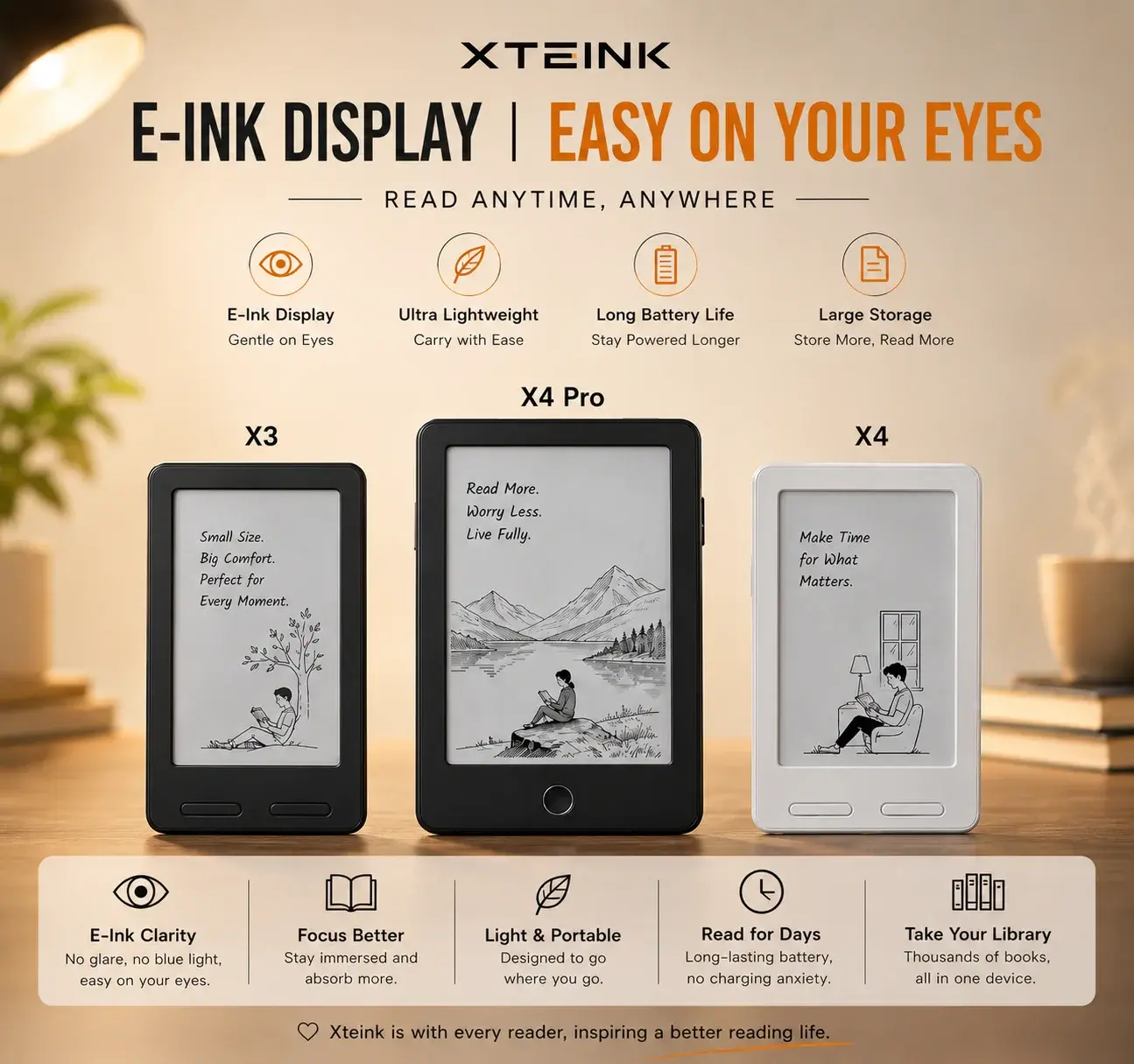 XTEINK X3 Ebook Reader 16GB Ultrathin Portable E Ink Screen