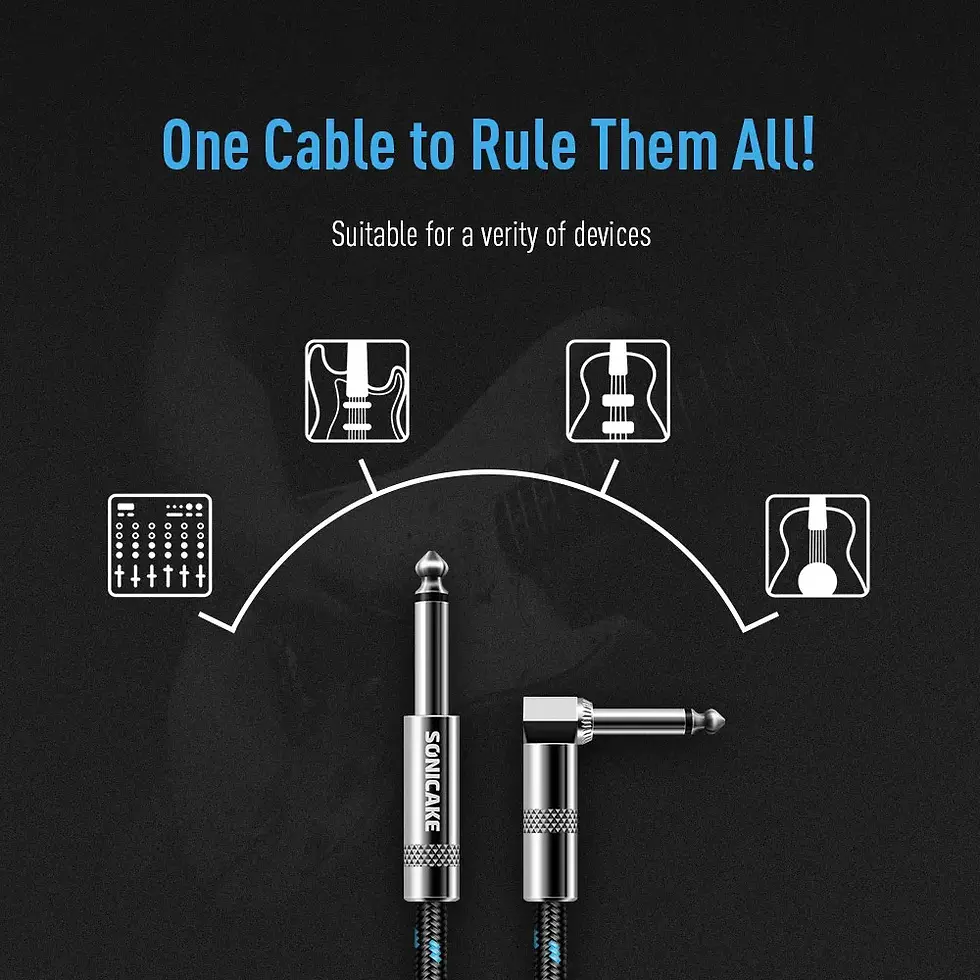 Thumbnail: SONICAKE Braided Guitar Cable 3m 6m 6.35mm Audio Cable 1/4"
