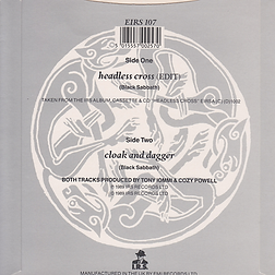 Black Sabbath - Headless Cross / Cloak And Dagger - UK - I.R.S. EIRS 107 - 1989 - Back