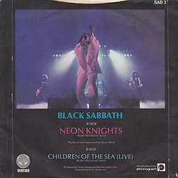 Black Sabbath - Neon Knights / Children Of The Sea (Live) - UK - Vertigo SAB 3 - 1980 - back