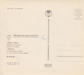 Black Sabbath - Zmiany (Changes) / J.Dassin - Taka, Taka - Poland R-0125-II - 197?