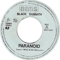 Black Sabbath - Paranoid / Snowblind - Yugoslavia - Beograd Disc SVKS 3019 - 1980 - Side A
