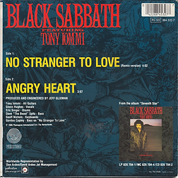 Black Sabbath - No Stranger To Love / Angry Heart - France - Vertigo 884 532-7 - 1986 - Back