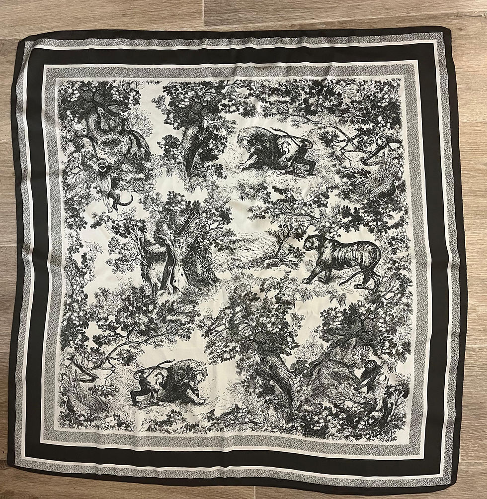 Miniature : Foulard soie Toile de jouy 65/65