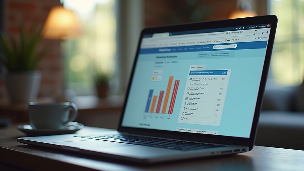 Close-up of a laptop screen showing marketing automation software