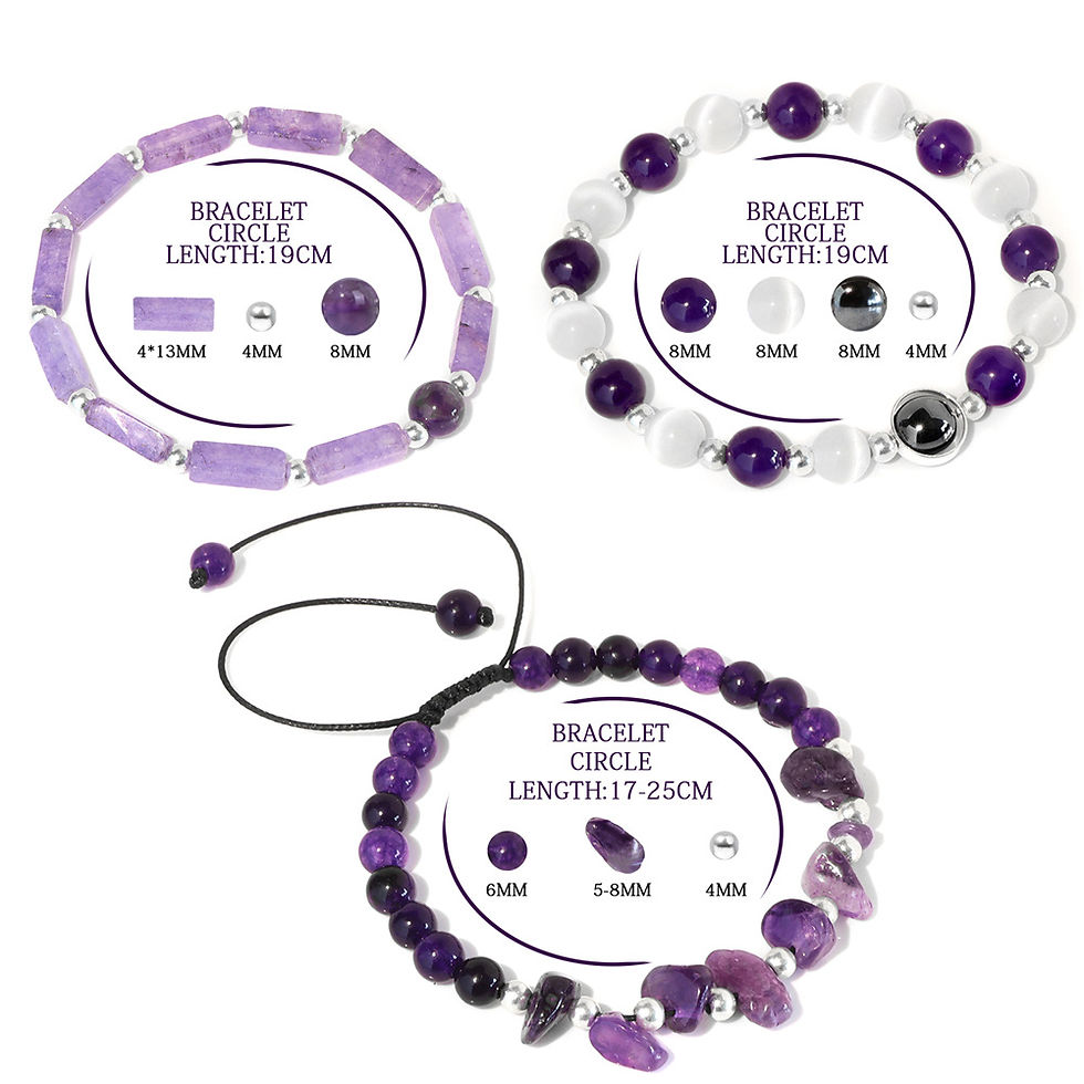 Thumbnail: Body-Purifying Amethyst Bracelet for Weight Loss and Meditation - 3pc Set