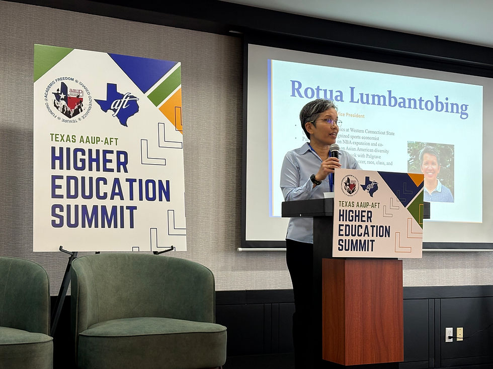 National AAUP Vice President Rotua Lumbantobing speaks