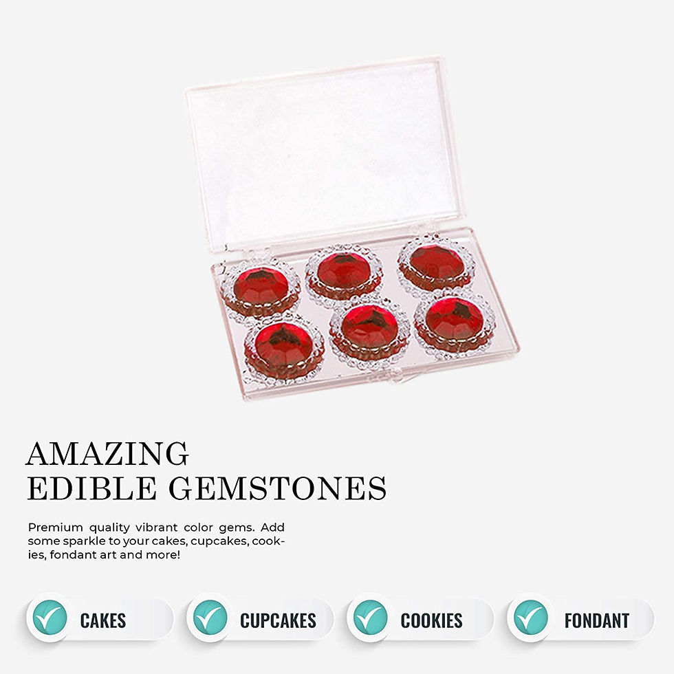 Thumbnail: Edible Diamond-Framed Round Gems 28mm, 6 Pieces