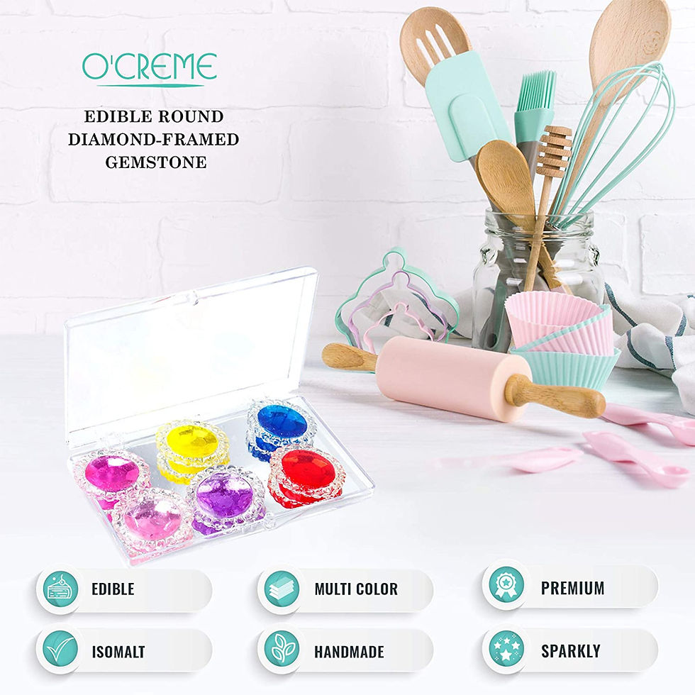 Edible Diamond-Framed Oval Gems, 8 Pieces