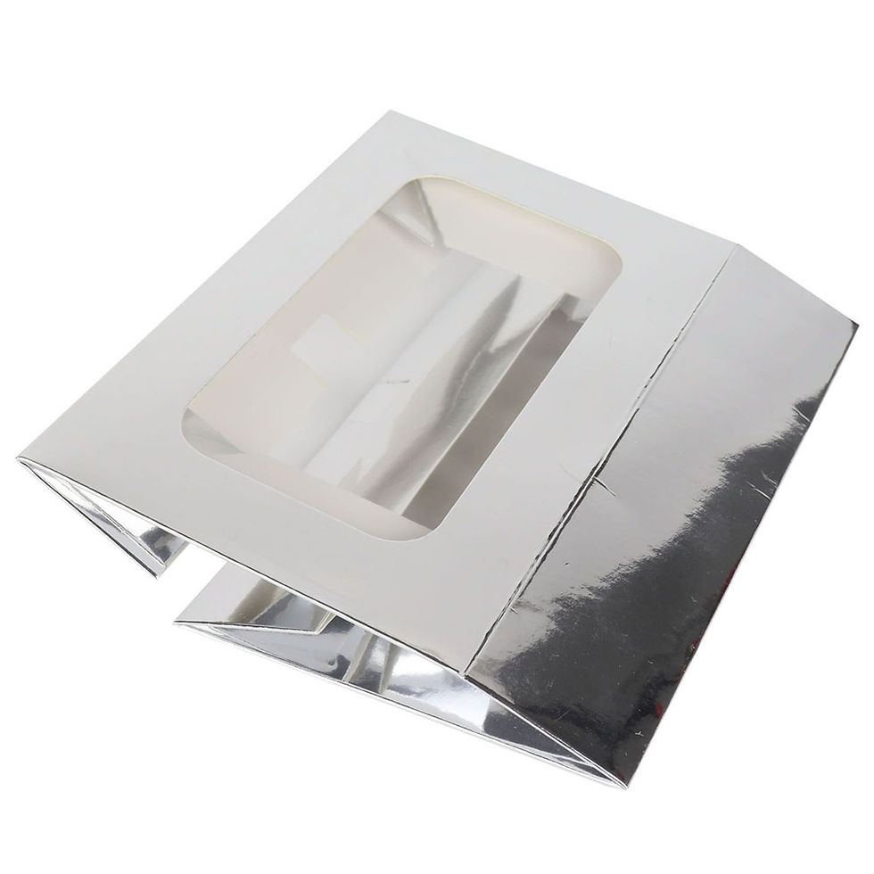 Thumbnail: O'Creme Silver Treat Box with Window, 8.5" x 5.5" x 2"