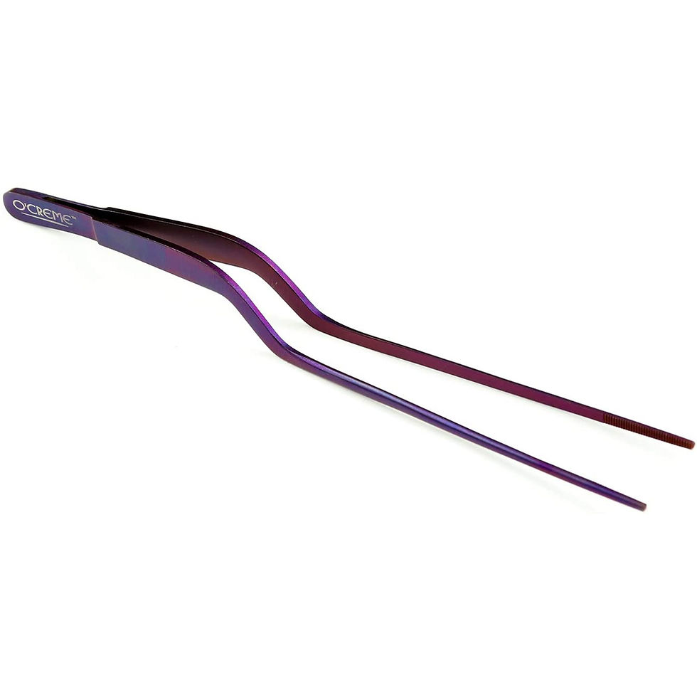Thumbnail: O'Creme Stainless Steel Fine Tip Offset Tweezers, 8"