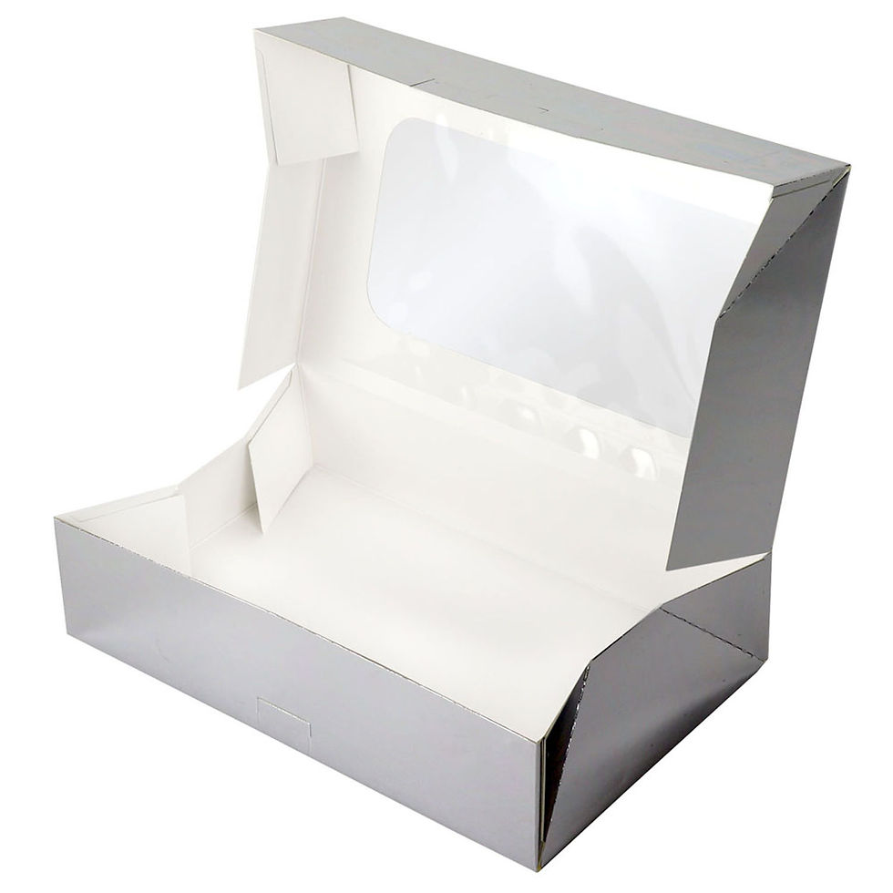 Thumbnail: O'Creme Silver Treat Box with Window, 8.5" x 5.5" x 2"