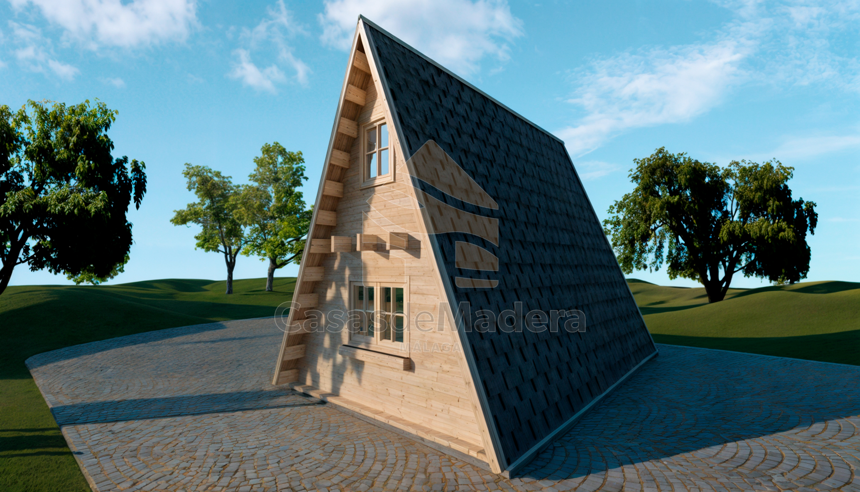Casa prefabricada Cabaña prefabricada de madera Marea en forma de A de Casas de Madera Málaga