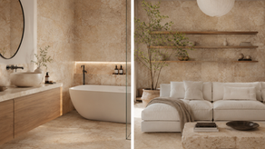 Carrelage le + tendance : un grès cérame inspiré du travertin romain, fabriqué en France