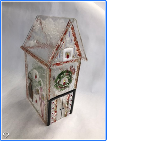 Glass gingerbread house side view