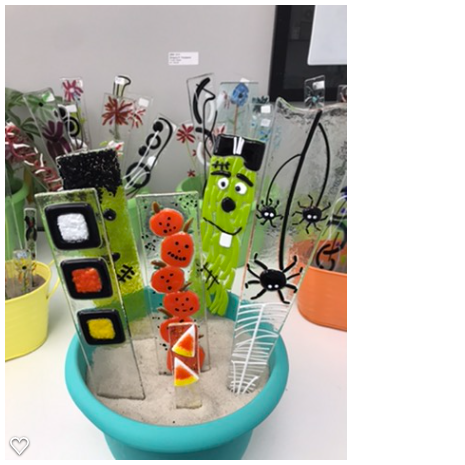 Fused Glass Halloween Plant Stakes