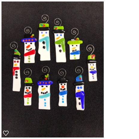 Fused Glass Snowmen Ornaments