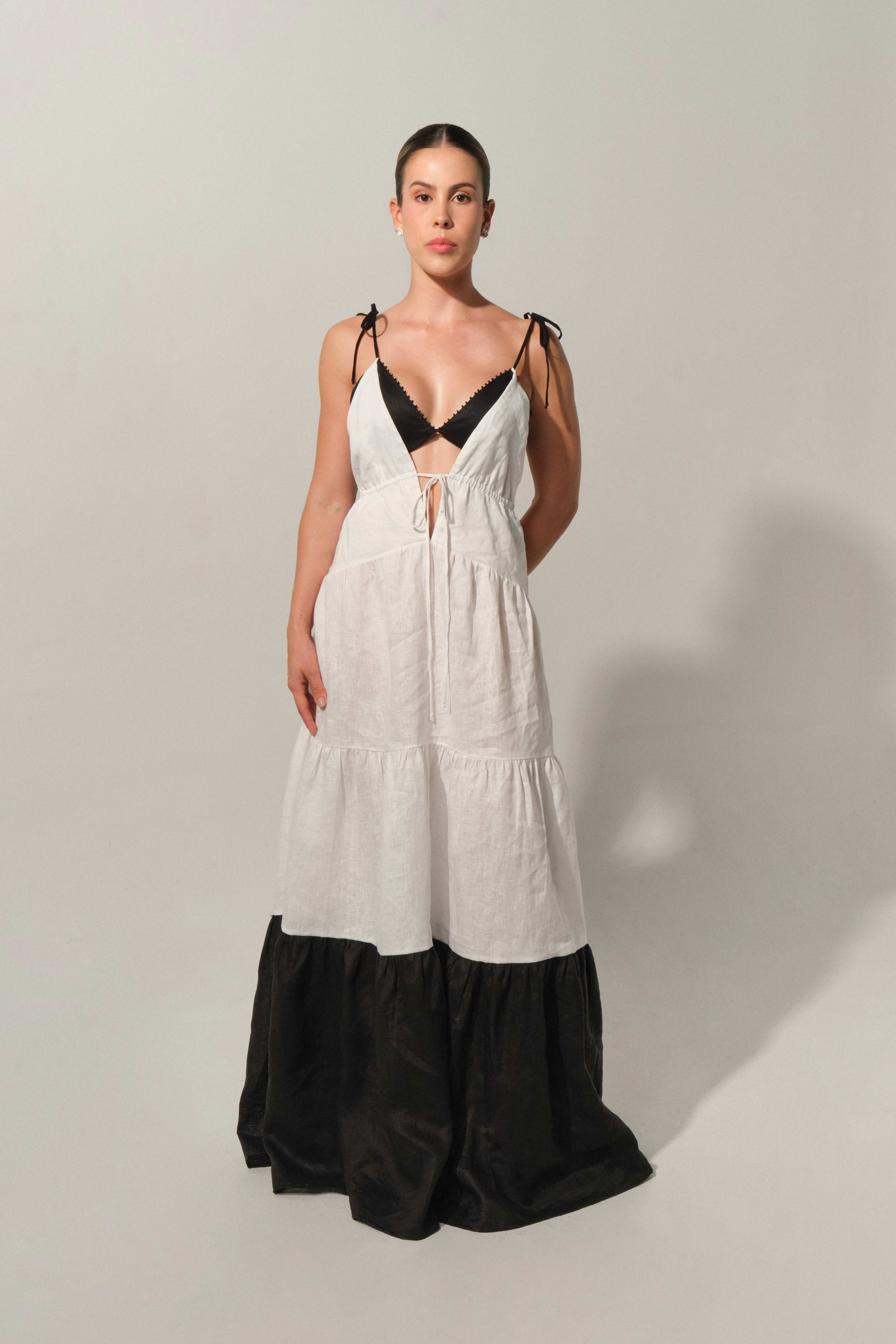 Maxi Dress Amanecer Black and Ivory