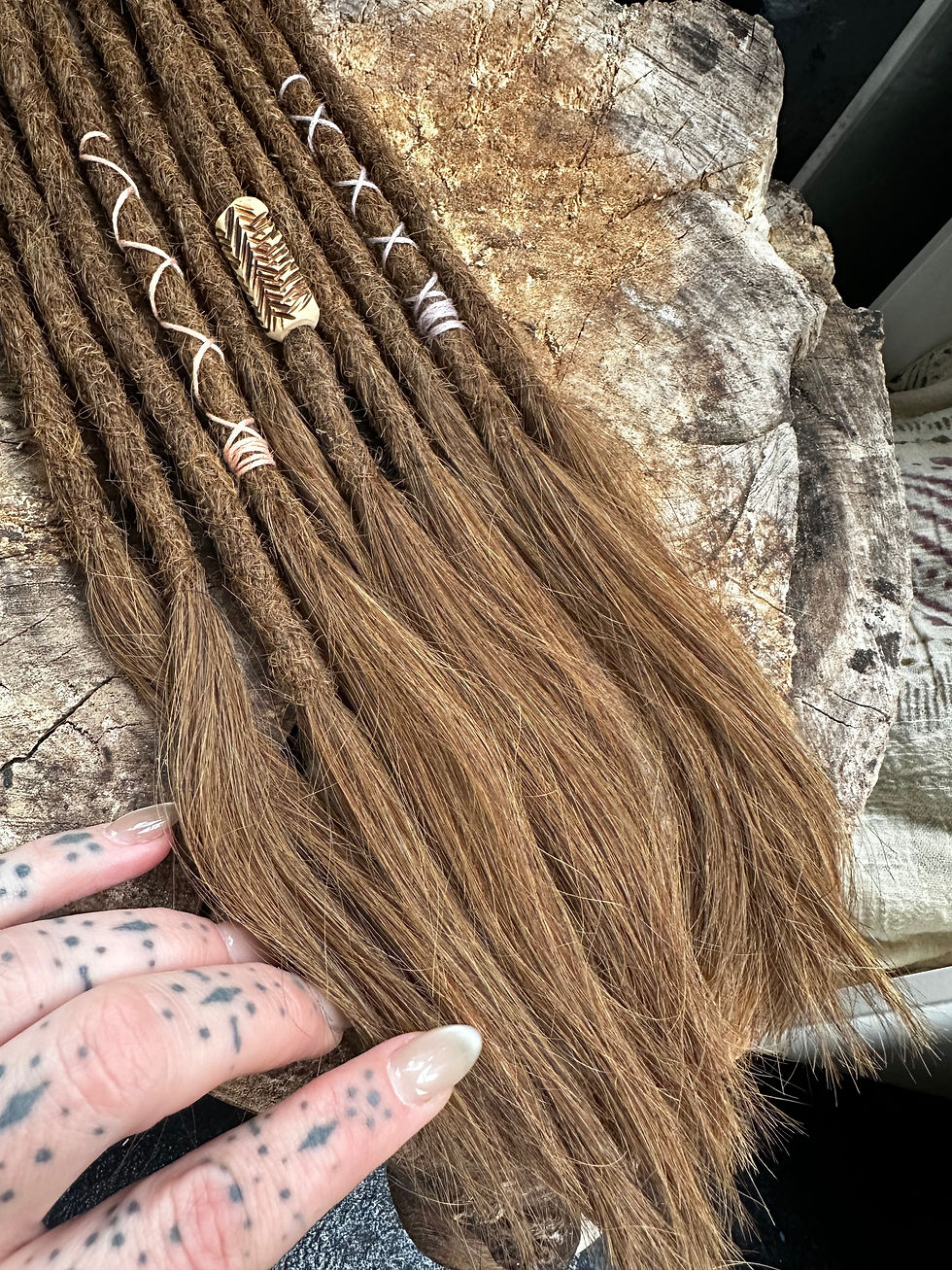 Thumbnail: Human hair dreadlocks extensions with loops and long wispy ends