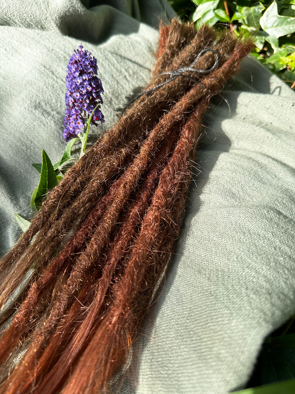 Thumbnail: Human Hair Dreadlock Extensions – Auburn & Brown Mix | Set of 20 | 14” 