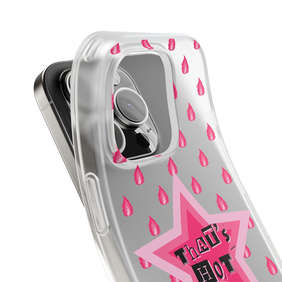 Thumbnail: "That's Hot" pink star and flame patterned phone case