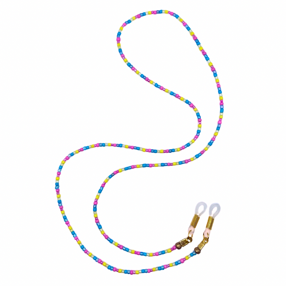 Thumbnail: pansexual pride flag coloured beaded glasses chain