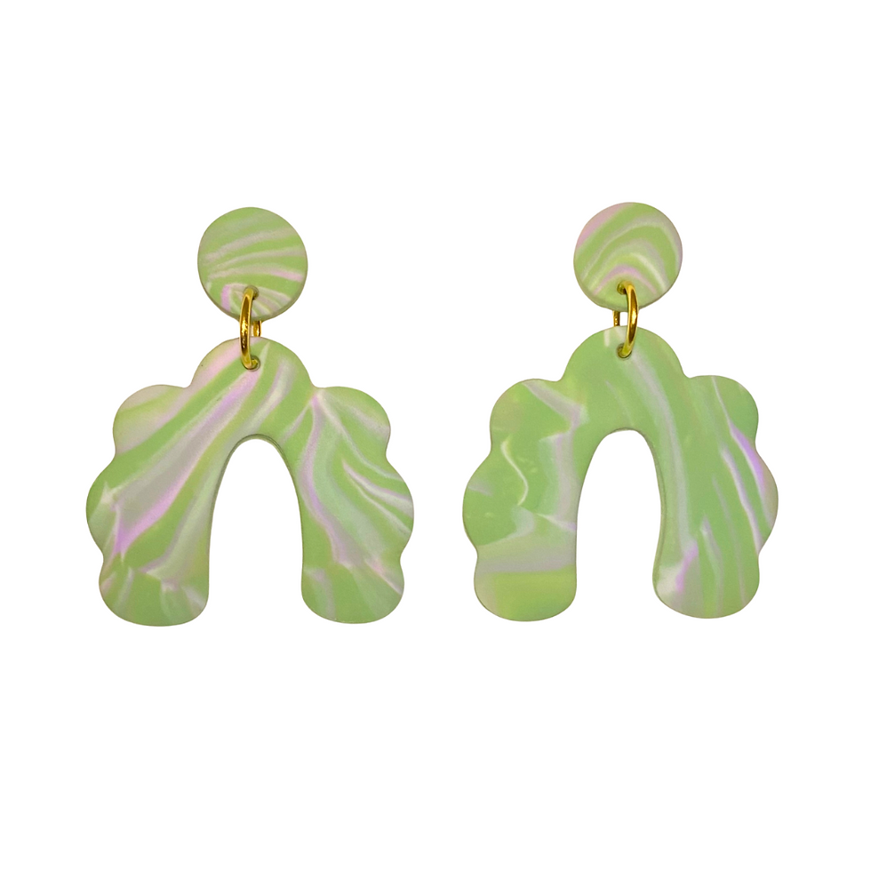 Thumbnail: Pair of light green marble earrings