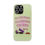 Thumbnail: Biodegradable green and pink aura background phone case with text: "All the grace of a reversing dump truck" with glass of red wine spilling from a truck