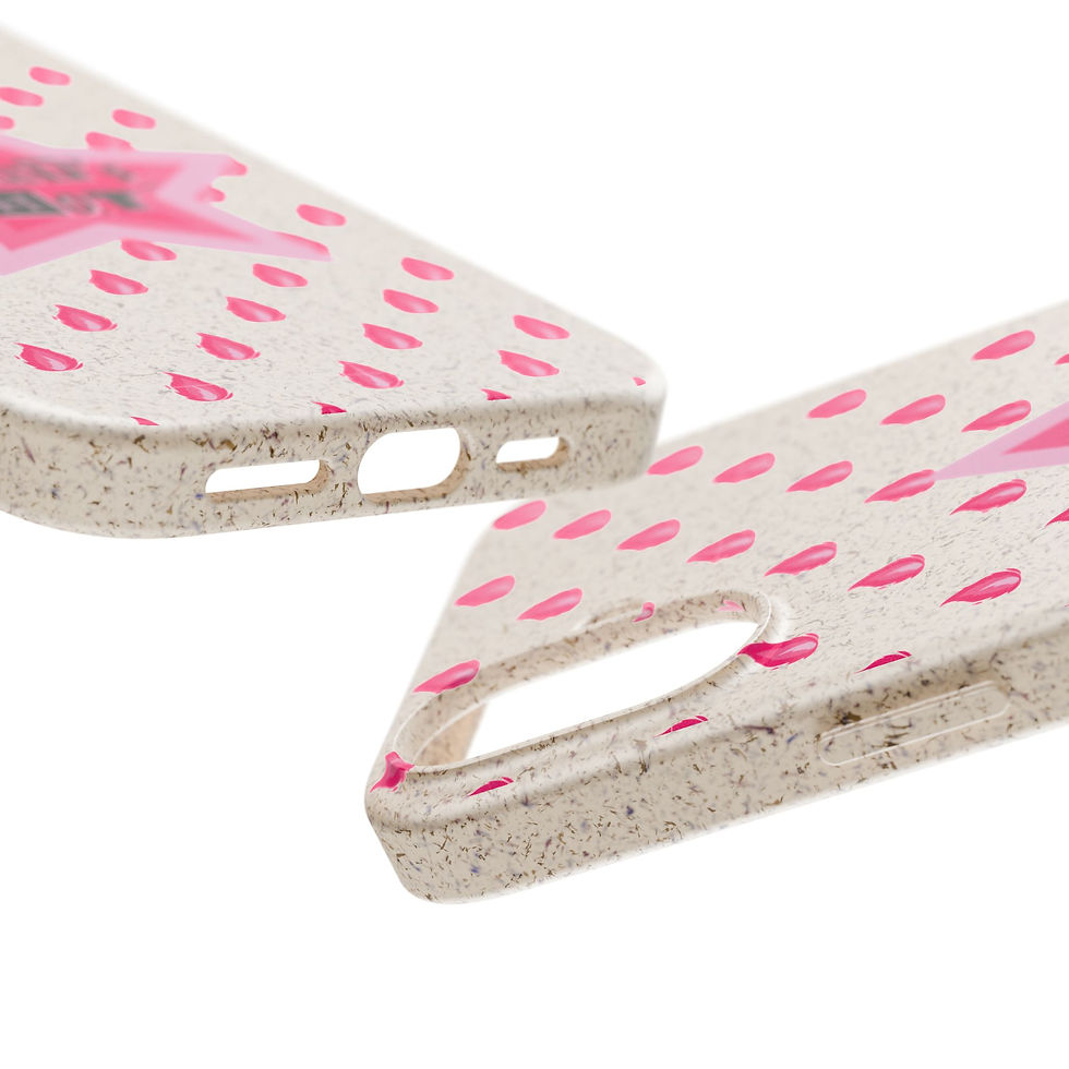 Thumbnail: "That's Hot" pink star and flame patterned biodegradable phone case