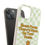 Thumbnail: Wavy green check patterned biodegradable phone case with "Hocus Pocus There's Pizza On Your Focus" text