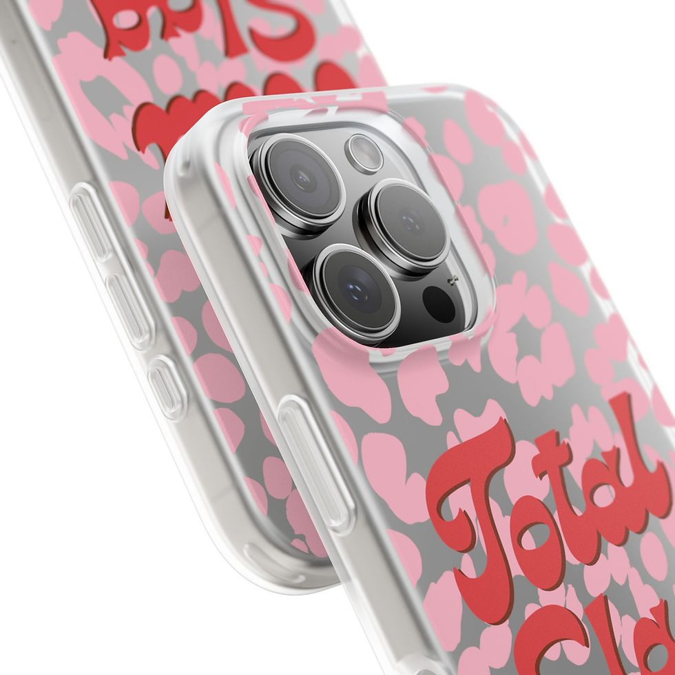Thumbnail: Pink leopard print phone case with "Total Slag" text and brown leopard print patterned lipstick kiss