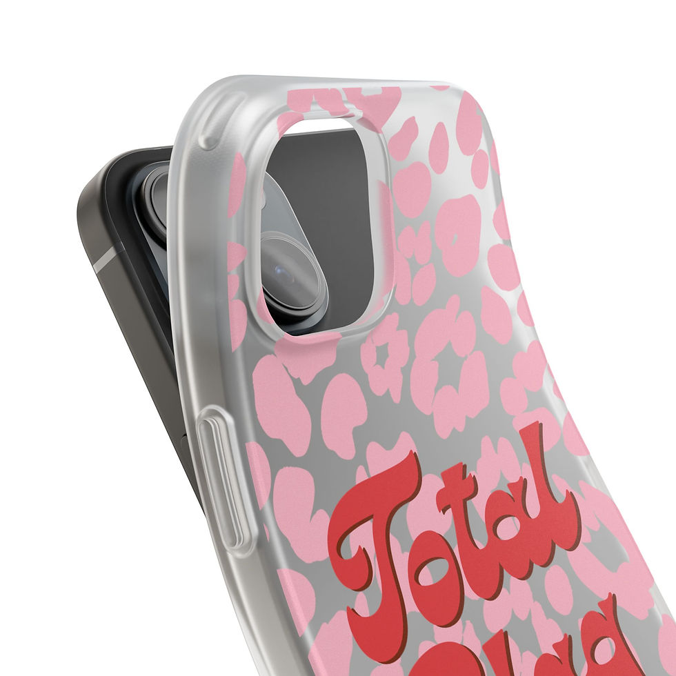 Thumbnail: Pink leopard print phone case with "Total Slag" text and brown leopard print patterned lipstick kiss