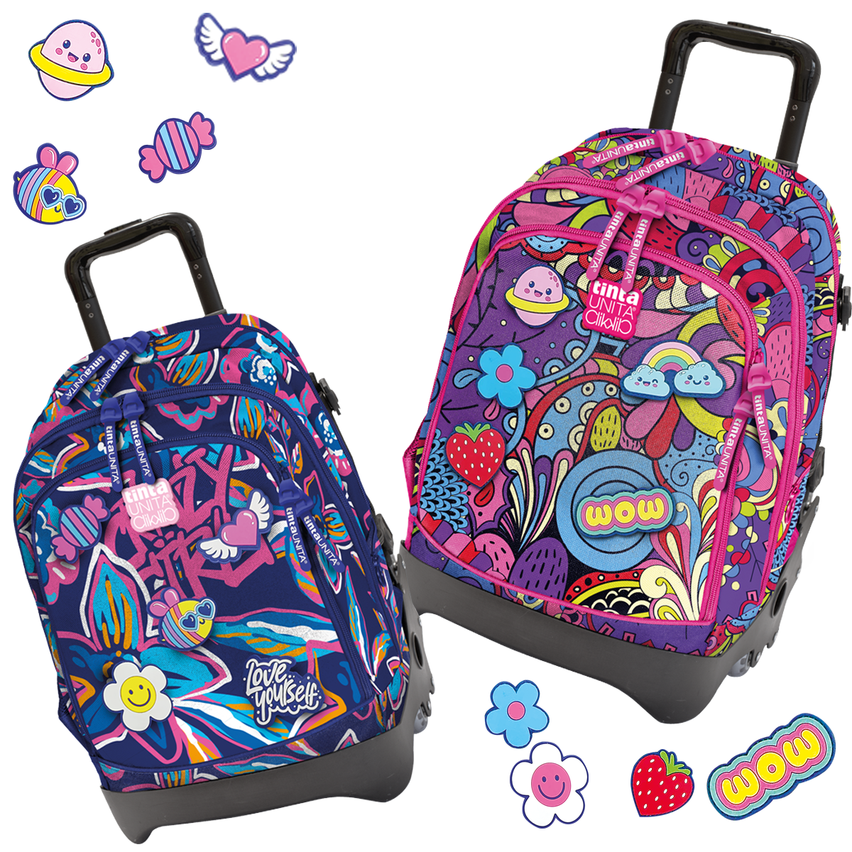 Trolley Clic Clac Tinta unita con patch attacca e stacca