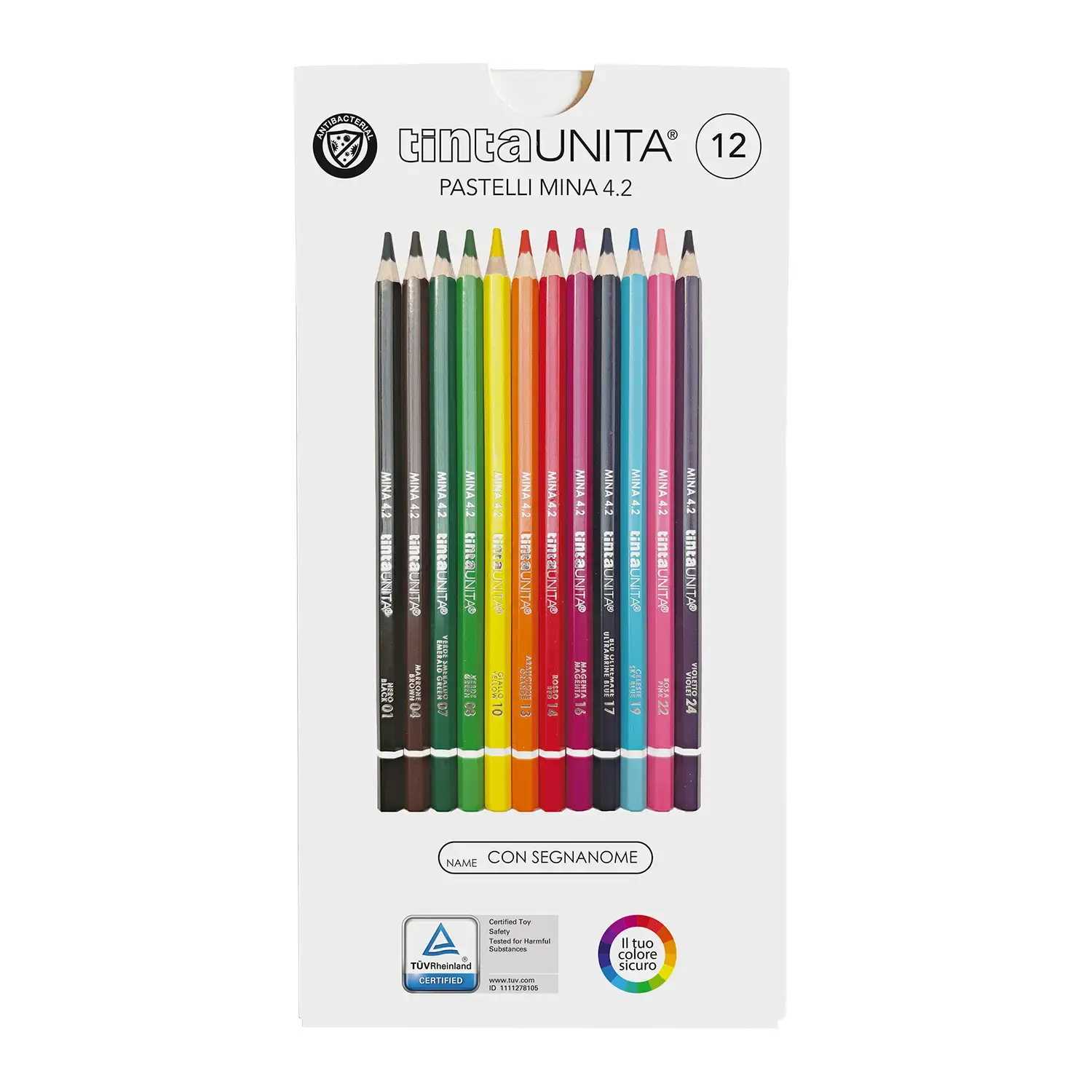 Set di 12 pastelli Tinta Unita mina 4.2