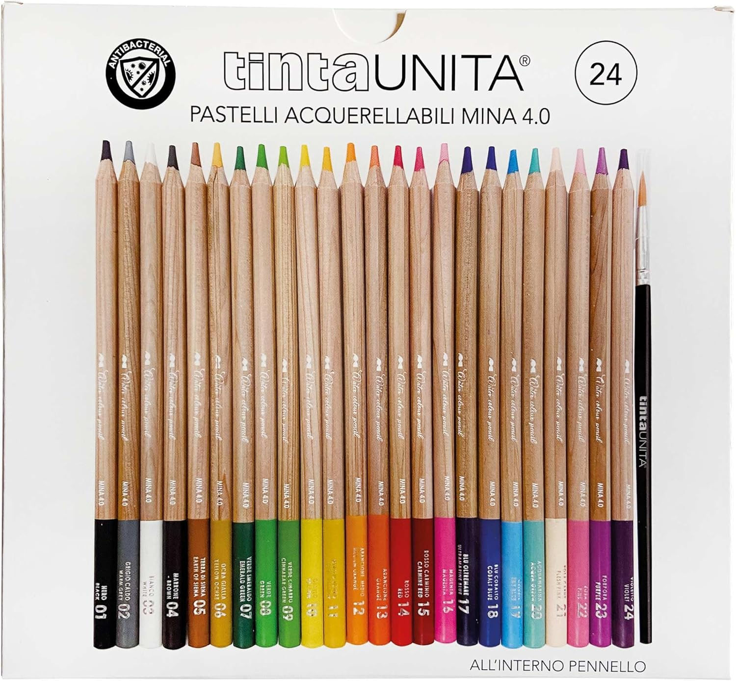 PASTELLI ACQUERELLABILI TINTA UNITA 24 PEZZI COLORI ASSORTITI