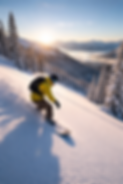 Snowboarder carving at sunrise.png