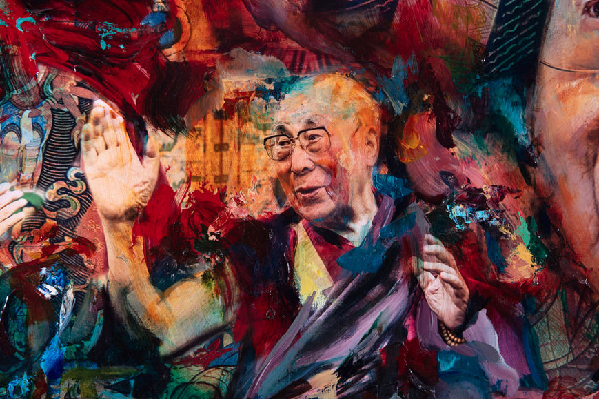 12_His Holiness on the DL (detail)_96x60 Mixed Media Acrylic on Canvas Private Collection.