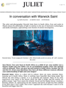 Juliet Art Magazine In Conversation of Warwick Saint