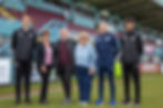 South Tyneside Council Leader Tracey Dixon & Deputy Leader Jane Carter, With Commercial Director Carl Mowatt, Head Of International Academy Adam Shaw & International Academy Players Tanner Johnson & Jaron Adams.
