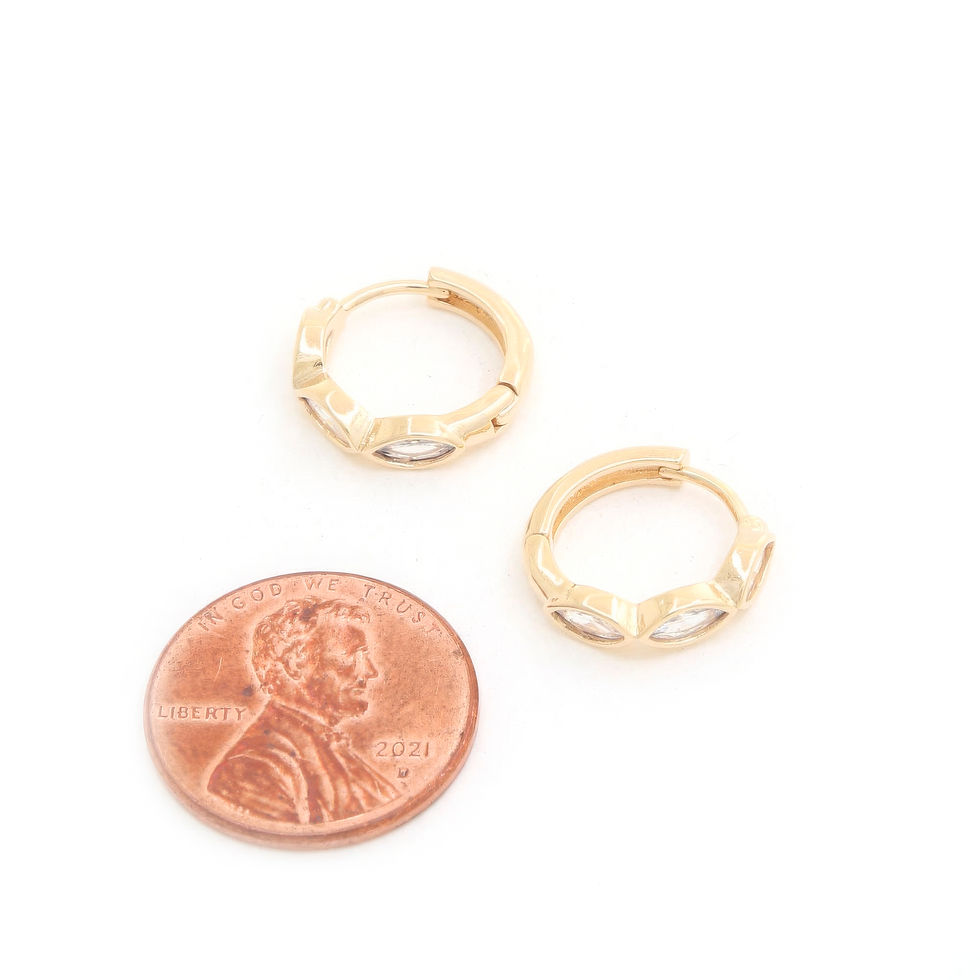 Thumbnail: Marquise Cz 14k Gold Dipped Huggie Earring