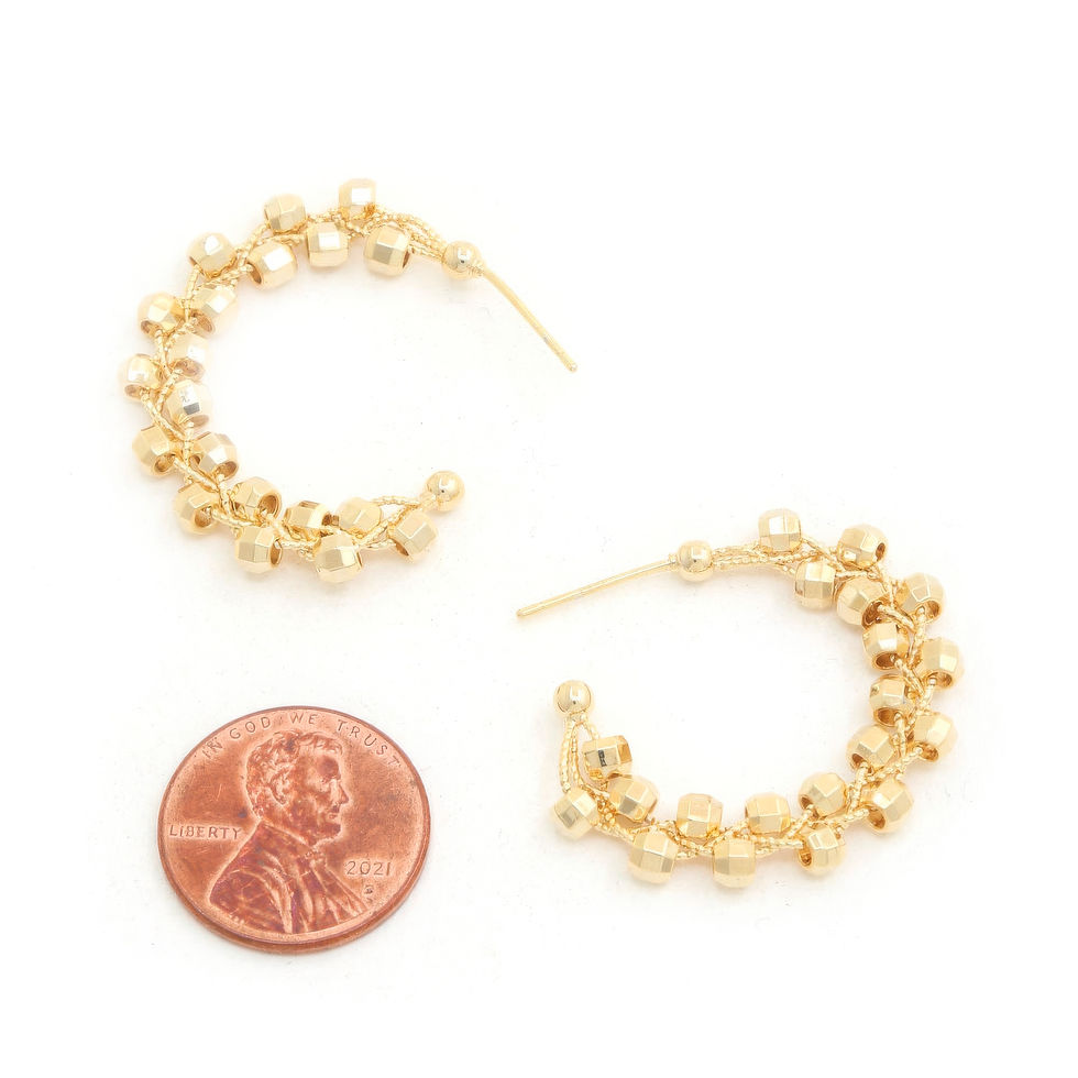Thumbnail: Sodajo Beaded Open Hoop Gold Dipped Earring