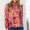 Thumbnail: Floral Mock Neck Smocked Yoke Blouse