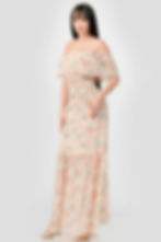 Thumbnail: Floral Chiffon Off Shoulder Smocked Back Ruffled Tiered Maxi Dress