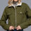 Thumbnail: Button Closure Sherpa-lined Twill Jacket        