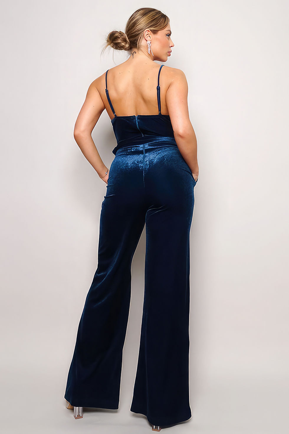 Thumbnail: Samba Rhinestone Belt Velvet Jumpsuit