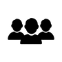Three people icons side by side, representing a team or group collaboration.