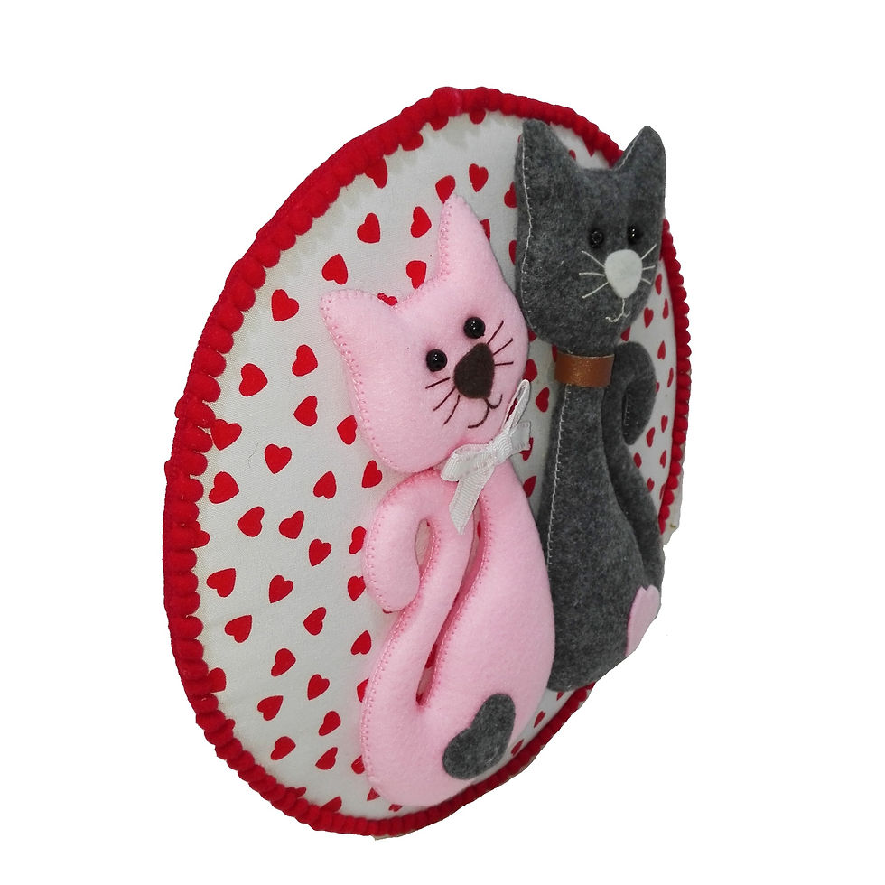 Miniatura: Cuadro redondo gatos enamorados