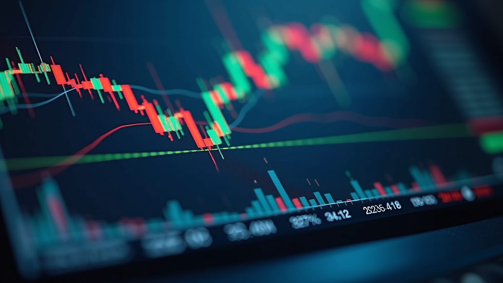 Close-up view of a forex trading chart showing support and resistance levels